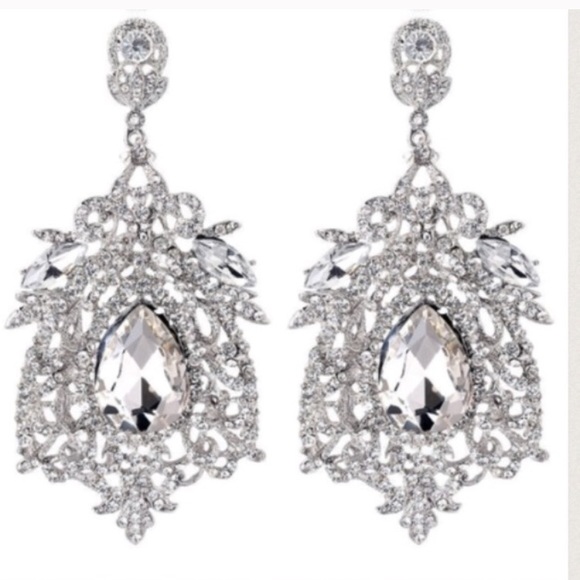 The Headshot Collection Jewelry - LARGE Pageant Earrings Aria in Silver